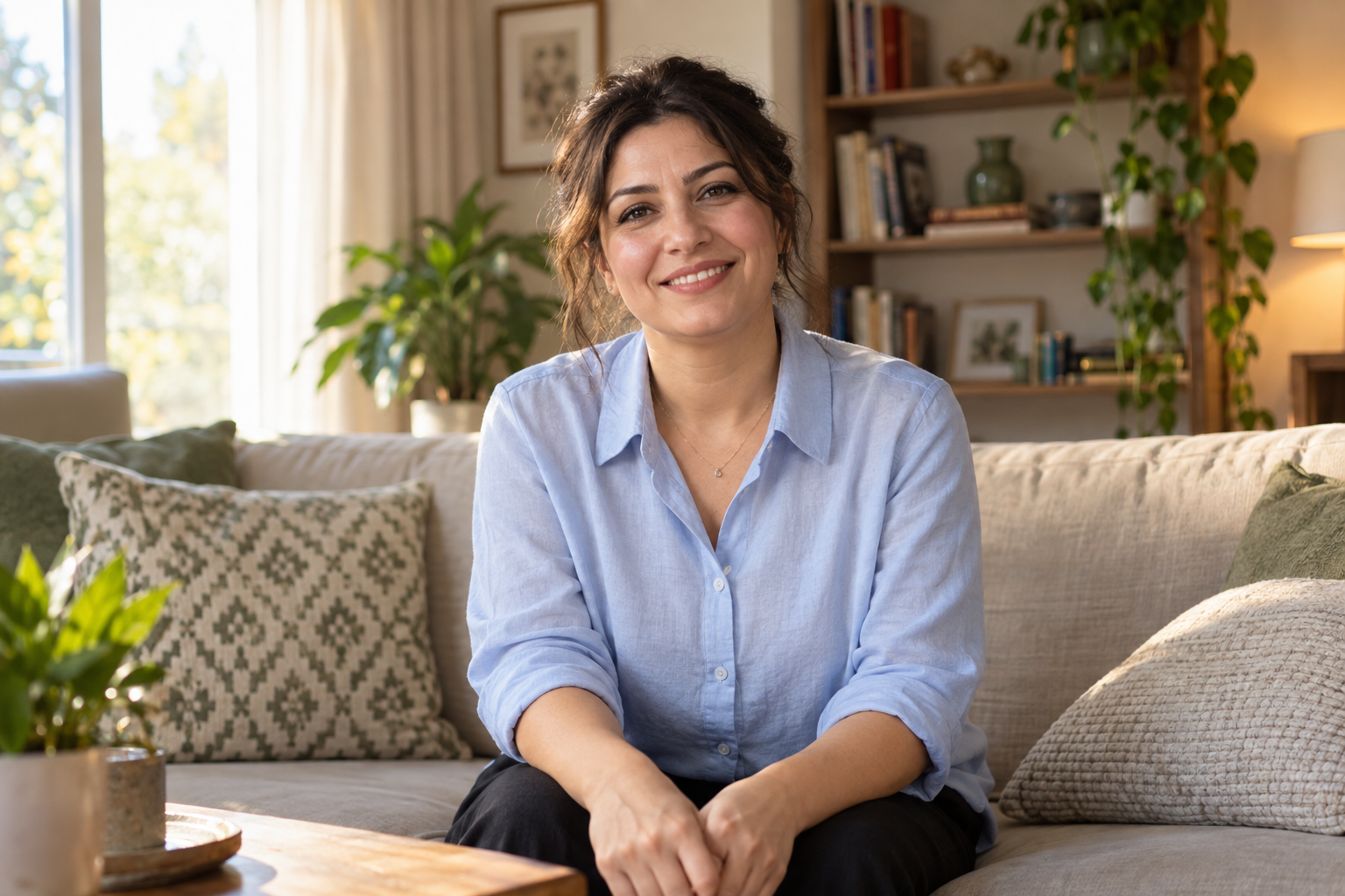 Gülümseyen bir bakım ve yaşam destek çalışanı